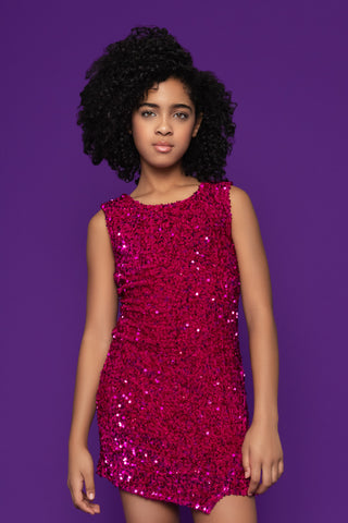 MIA New York Berry Pink Sequin Asymmetrical Dress, MIA New York, Barbie, Berry, Berry Sequin, cf-size-large-12, cf-type-dress, cf-vendor-mia-new-york, Dresses, Dresses for Girls, FALL2023, Ho