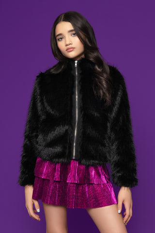 MIA New York Black Lux Fur Jacket, MIA New York, Black, Black Lux Fur, cf-size-4, cf-size-5, cf-size-6, cf-size-6x, cf-size-large-12, cf-size-medium-10, cf-size-small-7-8, cf-type-jacket, cf-