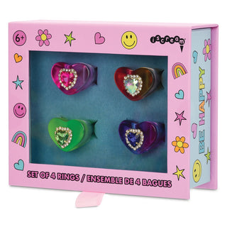 Iscream Jewel Heart Rings Set (4pc Set)