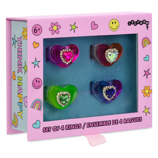 Iscream Jewel Heart Rings Set (4pc Set)