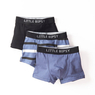 Little Bipsy Boxer Brief 3 Pack - Blue / Black / Stripe