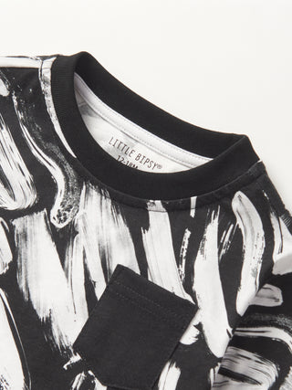 Little Bipsy Brush Stroke Tee - Black