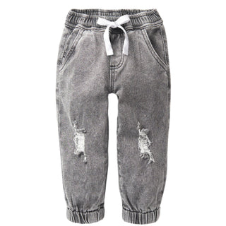 Little Bipsy Relaxed Distressed Denim Jogger - Grey