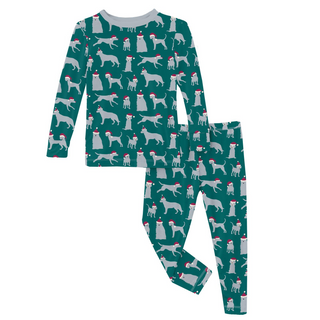 KicKee Pants Cedar Santa Dogs L/S Pajama Set, KicKee Pants, All Things Holiday, Cedar Santa Dogs, cf-size-2t, cf-size-3t, cf-size-4t, cf-size-5-years, cf-size-6-years, cf-size-8-years, cf-typ