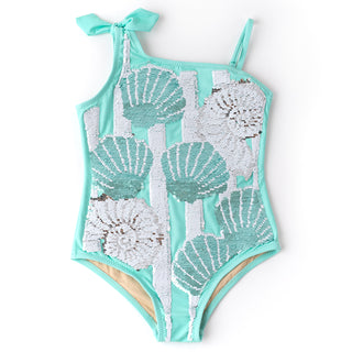 Shade Critters Flip Sequin 1pc Swimsuit - Mint Shells