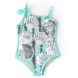 Shade Critters Flip Sequin 1pc Swimsuit - Mint Shells