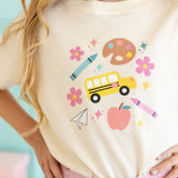 Sweet Wink Back To School Doodle Short Sleeve Tee - Natural