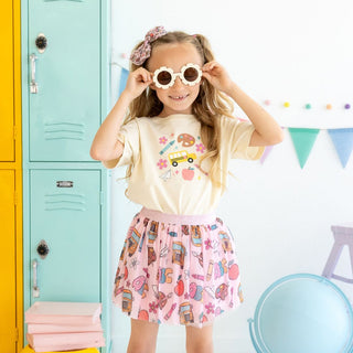 Sweet Wink Back To School Doodle Short Sleeve Tee - Natural