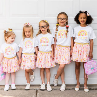 Sweet Wink Pencil Rainbow Second Grade S/S White Tee, Sweet Wink, 1st Day of 2nd Grade, 1st Day of School, 1st Day of Second Grade, 2nd Grade, Back to School, cf-size-7-8y, cf-size-9-10y, cf-