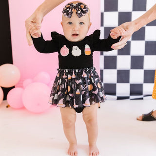 Sweet Wink Boo Halloween Long Sleeve Tutu Bodysuit