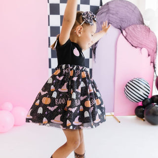 Sweet Wink Boo Halloween Short Sleeve Tutu Dress