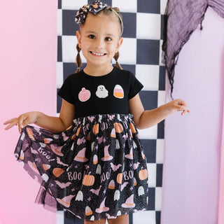 Sweet Wink Boo Halloween Short Sleeve Tutu Dress