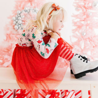 Sweet Wink Red Glitter Christmas Bow Headband