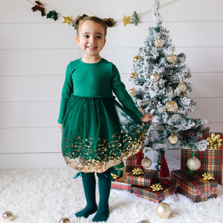 Sweet Wink Emerald Sequin L/S Tutu Dress, Sweet Wink, All Things Holiday, cf-size-2t, cf-size-3t, cf-size-4t, cf-size-7-8y, cf-type-tutu, cf-vendor-sweet-wink, Christmas, Christmas Tutu Dress