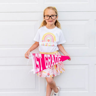 Sweet Wink First Grade Pennant - Pink, Sweet Wink, 1st Day of 1st Grade, 1st Day of First Grade, 1st Day of School, 1st Grade, Back to School, cf-type-pennant, cf-vendor-sweet-wink, First Day