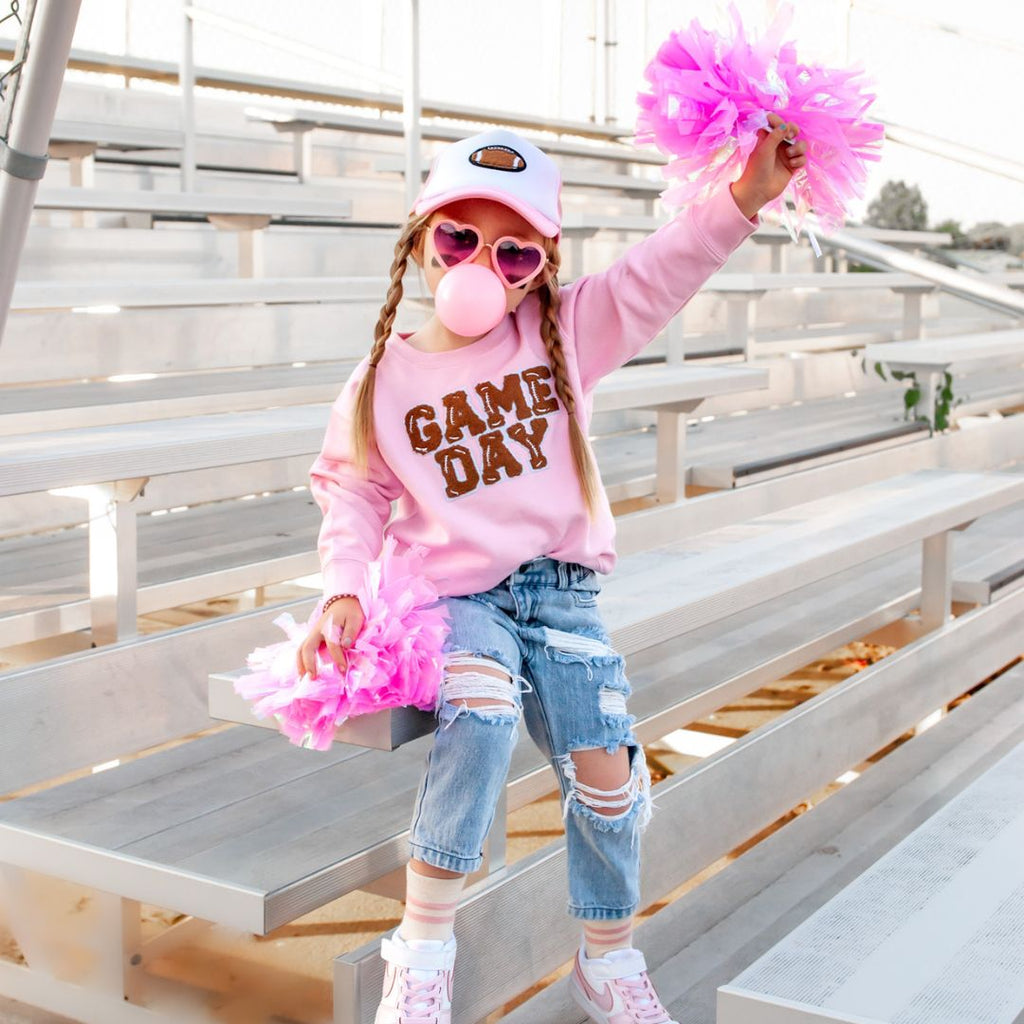 Sweet Wink Game Day Patch L/S Pink Sweatshirt