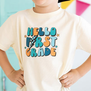 Sweet Wink Hello First Grade Short Sleeve Tee - Natural