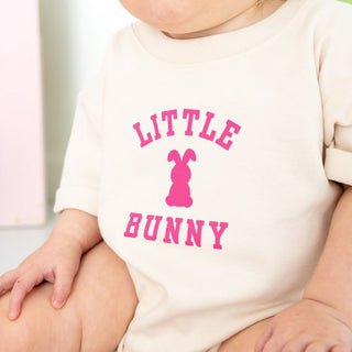 Sweet Wink Little Bunny Rose Easter Short Sleeve Romper - Natural