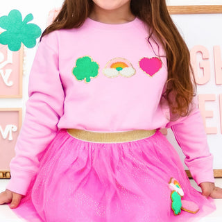 Sweet Wink, Sweet Wink Lucky Treats Patch St. Patrick's Day Sweatshirt - Pink - Basically Bows & Bowties