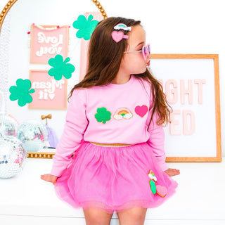 Sweet Wink, Sweet Wink Lucky Treats Patch St. Patrick's Day Sweatshirt - Pink - Basically Bows & Bowties