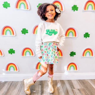 Sweet Wink, Sweet Wink Lucky Script Patch St. Patrick's Day Sweatshirt - Natural - Basically Bows & Bowties