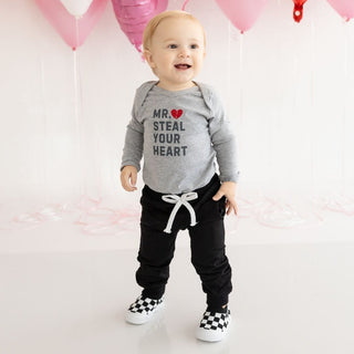 Sweet Wink Mr Steal Your Heart Long Sleeve Bodysuit - Grey