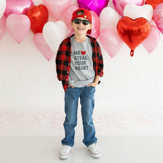 Sweet Wink Mr. Steal Your Heart Valentine's Day Short Sleeve Tee - Gray