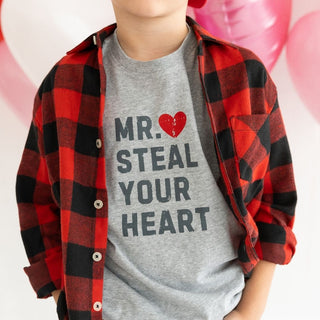 Sweet Wink Mr. Steal Your Heart Valentine's Day Short Sleeve Tee - Gray