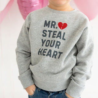 Sweet Wink Mr. Steal Your Heart Valentine's Day Sweatshirt - Gray