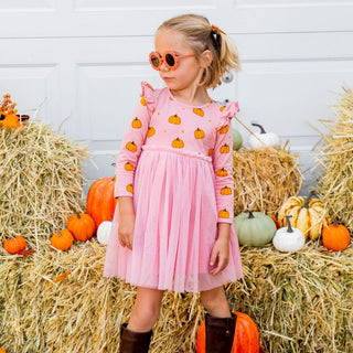 Sweet Wink Pumpkin Blush L/S Tutu Dress, Sweet Wink, Blush Pumpkin, cf-size-2t, cf-type-tee, cf-vendor-sweet-wink, Dress, Dress for Girls, Fall, Halloween, Little Girls Dress, Pumpkin Tutu Dr