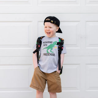 Sweet Wink Roaring Into Preschool S/S Gray Tee, Sweet Wink, 1st Day of Preschool, 1st Day of School, Back to School, Boy Back to School, cf-size-4t, cf-size-5-6y, cf-type-tee, cf-vendor-sweet