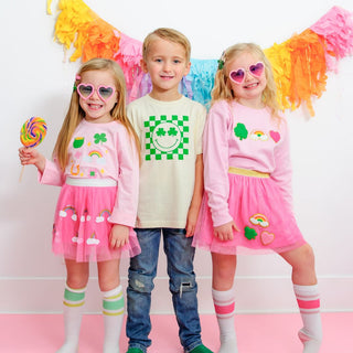 Sweet Wink, Sweet Wink Shamrock Smiley St. Patrick's Day S/S Tee - Natural - Basically Bows & Bowties