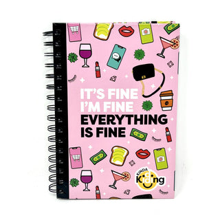 Kinda Kidding It's Fine I'm Fine Everything is Fine Spiral-Bound Notebook, Kinda Kidding, I'm Fine, Kinda Kidding, Notebook, Notepad, Spiral Notebook, Notebooks & Notepads - Basically Bows & 