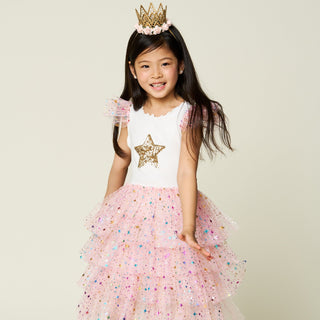 Petite Hailey Leah Layered Tutu Dress - Star Peach