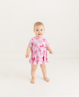 Posh Peanut, Posh Peanut Daisy Love Short Sleeve Ruffled Bodysuit Dress - Basically Bows & Bowties