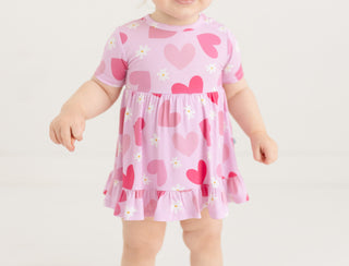 Posh Peanut, Posh Peanut Daisy Love Short Sleeve Ruffled Bodysuit Dress - Basically Bows & Bowties