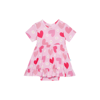 Posh Peanut Daisy Love Short Sleeve Ruffled Bodysuit Dress