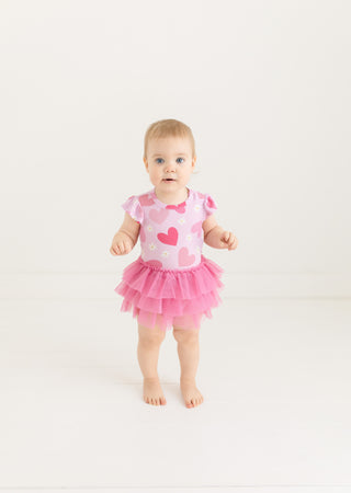 Posh Peanut, Posh Peanut Daisy Love Ruffled Capsleeve Tulle Skirt Bodysuit Dress - Basically Bows & Bowties