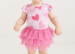 Posh Peanut, Posh Peanut Daisy Love Ruffled Capsleeve Tulle Skirt Bodysuit Dress - Basically Bows & Bowties