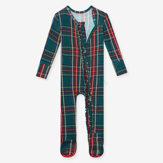 Posh Peanut Tartan Plaid Ruffled Zippered Footie, Posh Peanut, All Things Holiday, cf-size-0-3-months, cf-size-12-18-months, cf-size-3-6-months, cf-size-6-9-months, cf-size-newborn, cf-size-p