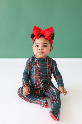 Posh Peanut Tartan Plaid Ruffled Zippered Footie, Posh Peanut, All Things Holiday, cf-size-0-3-months, cf-size-12-18-months, cf-size-3-6-months, cf-size-6-9-months, cf-size-newborn, cf-size-p