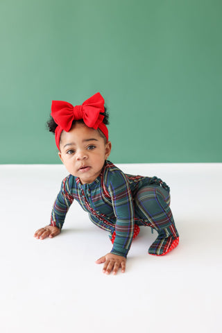 Posh Peanut Tartan Plaid Ruffled Zippered Footie, Posh Peanut, All Things Holiday, cf-size-0-3-months, cf-size-12-18-months, cf-size-3-6-months, cf-size-6-9-months, cf-size-newborn, cf-size-p