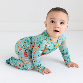 Posh Peanut Around the World Footie with Zipper, Posh Peanut, Around the World, cf-size-0-3-months, cf-size-3-6-months, cf-size-6-9-months, cf-size-newborn, cf-type-footie, cf-vendor-posh-pea