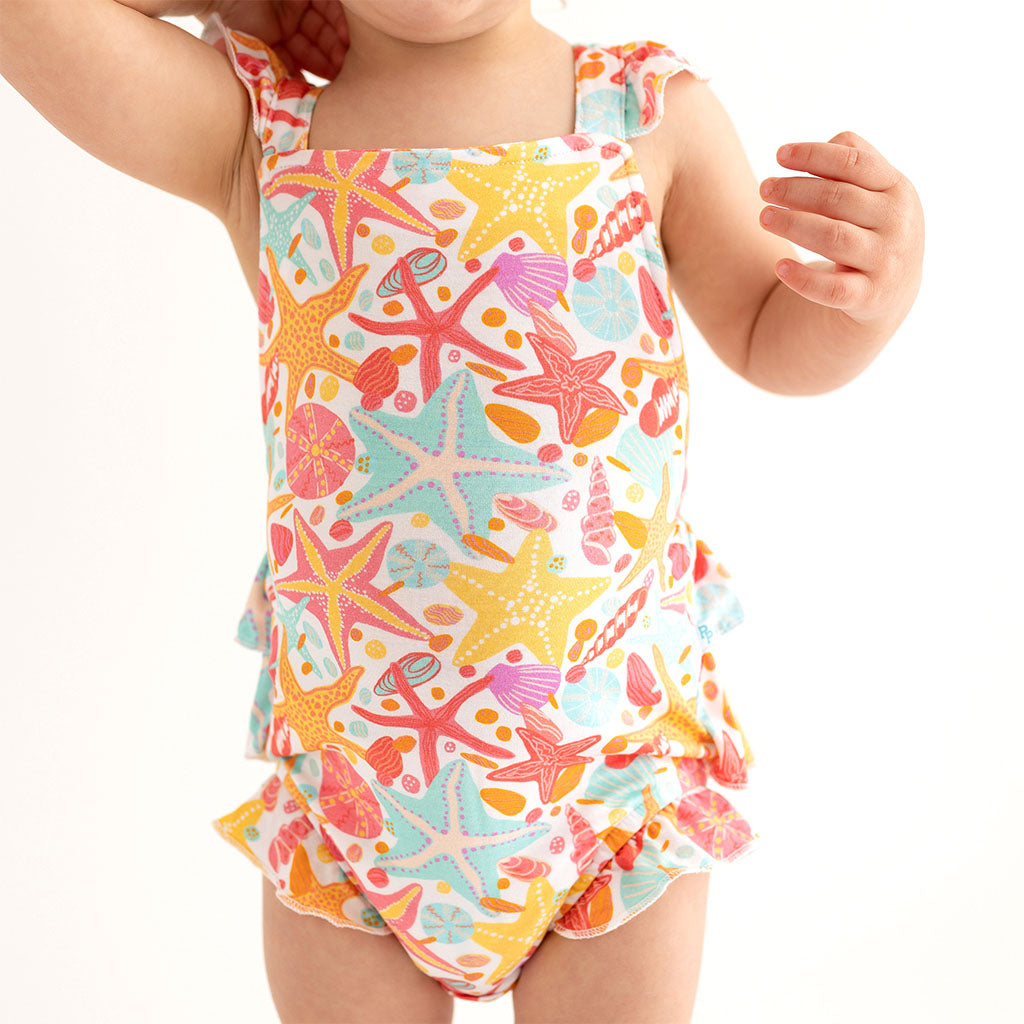 2024 Posh Peanut Sleeveless Ruffled Bubble Rompers