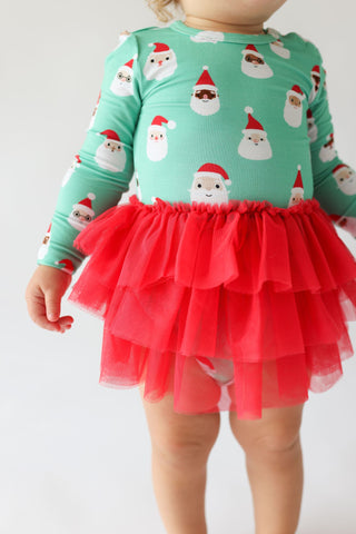 Posh Peanut Santa Medley L/S Tulle Skirt Bodysuit