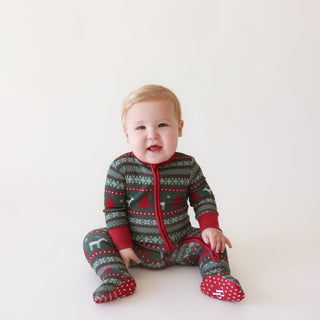 Posh Peanut Holiday Fair Isle Footie with Zipper