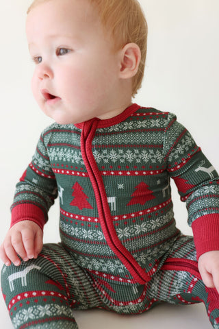 Posh Peanut Holiday Fair Isle Footie with Zipper