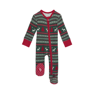 Posh Peanut Holiday Fair Isle Footie with Zipper