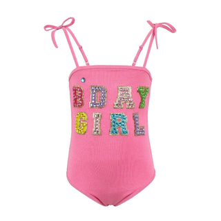 Lola and The Boys Pink Birthday Girl Gem Swimsuit