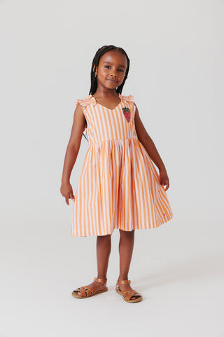 Pink Chicken Girls Via Dress - Orange Pink Stripe